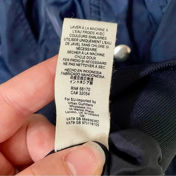 Free People Midnight Satin Bomber Jacket Navy Blue Medium - Picture 11 of 12